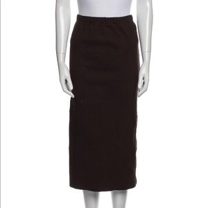 Our Legacy dark brown midi cotton rib tube skirt